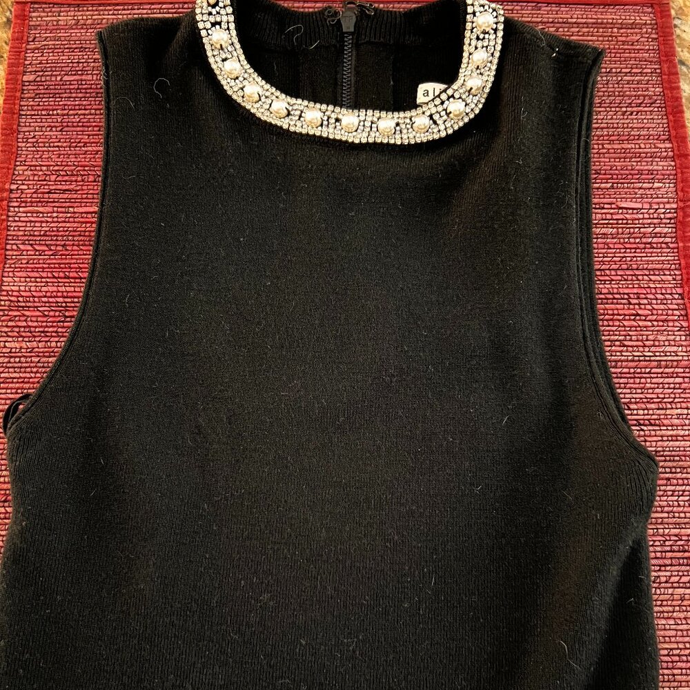 lace and beaded sleeveless sweater